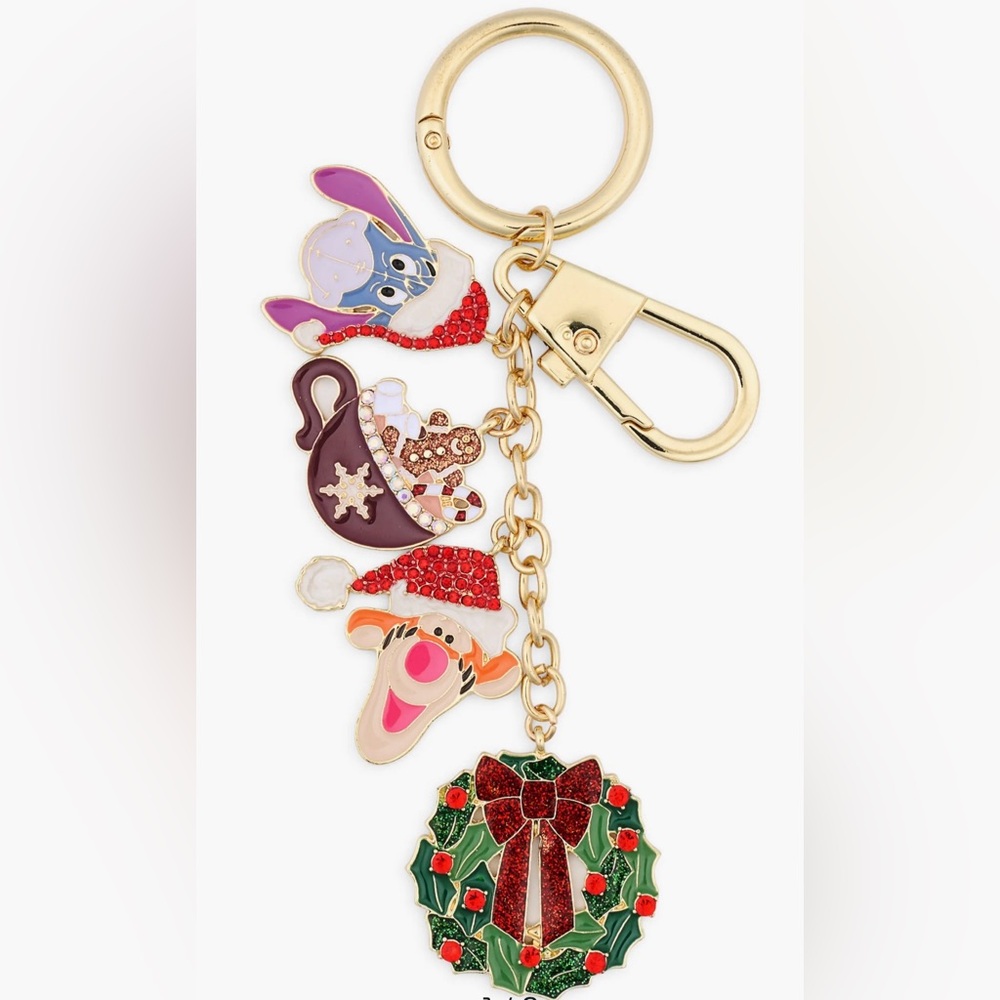 Disney X Baublebar Holiday Tigger & Eeyore Wearing Red Santa Hats Charm/KeyChain